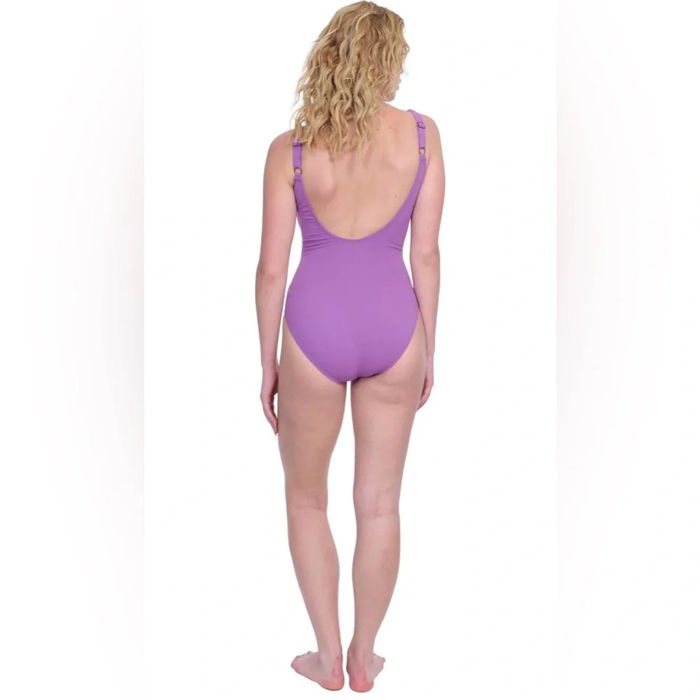 Gottex Women’s Surplice One Piece Bathing Suit Soft Cups and Adjustable Straps - Picture 2 of 9